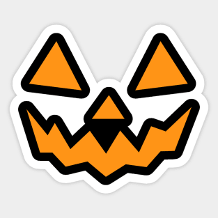 Spooky Halloween Pumpkin Face on Black Background Sticker